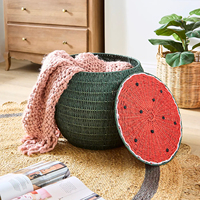 Panier de rangement en osier en forme de fraise fait à la main avec couvercle organisateur décoratif mignon pour chambre d'enfants fabriqué au Vietnam