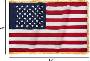 American Flag Polyester 3x5 Ft Sleeved Embroidered <b>Star</b> Fringe Heavy Duty Waterproof <b>Hanging</b> Aluminum Flagpole Sewn Stripes - Product Image 6