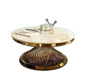 Table basse de luxe nordique durable, design moderne, finition en acier inoxydable et marbre, meubles pour la maison, l'appartement et le salon - Product Image 3
