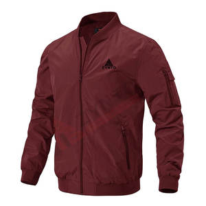 Blouson aviateur pour homme en couleur unie avec fermeture éclair intégrale, qualité supérieure, léger - Product Image 1