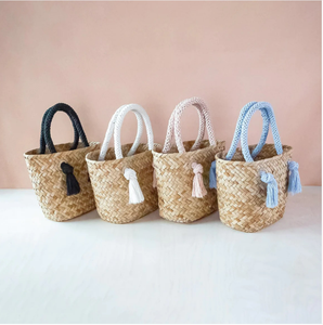 Custom Exquisite Luxury 2024 Summer Vintage Beige Seagrass <b>Handbag</b> with Straw Lining for Women and Girls' Daily Life - Product Image 3