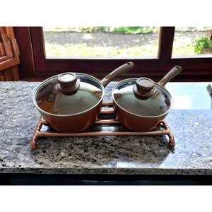 Large Handmade Kitchen Accessories Home Counter Top Dinning Heat Resistant Stainless Steel Copper Finished Trivet - Product Image 6