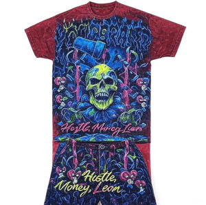 Camiseta con serigrafía de algodón de 220gsm Unisex de alta calidad OEM, conjunto corto informal con estampado de logotipo personalizado, compra ropa de hombre de gran tamaño - Product Image 2