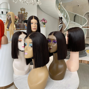 Bob <b>Wigs</b> 300g 10 Inches With Kim Closure 2x6 center part HD Lace Frontal <b>Wig</b> Raw Vietnamese Human <b>Hair</b> <b>Extensions</b> Black Women - Product Image 1