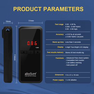 เครื่องทดสอบแอลกอฮอล์เซลล์เชื้อเพลิงแบบพกพา,เครื่องทดสอบแอลกอฮอล์ Breathalyser ที่แม่นยำเครื่องทดสอบแอลกอฮอล์ต้นทุนต่ำ - Product Image 6