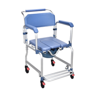 Chaise de toilette moderne personnalisable avec roulettes et accoudoirs rabattables, capacité de 125 kg, certifiée CE