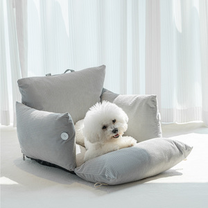Asiento de coche de pana de lujo para perros, sofá cama de viaje extraíble y lavable para perros con logotipo personalizado - Product Image 5