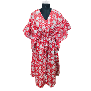 Kaftan long à motifs floraux Jaipuri, 100% coton, longueur au sol, robe décontractée pour femme, pour les loisirs et les clubs, service ODM - Product Image 1