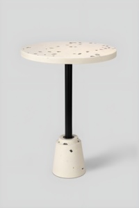Mesa auxiliar de terrazo de inspiración vintage moderna, mesa de acento de cemento de resina hecha a mano, mesa de centro duradera para interiores y exteriores, móvil - Product Image 3