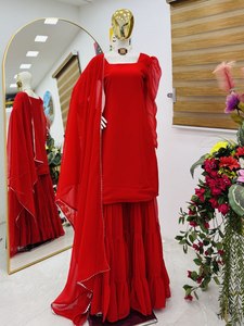 Venta al por mayor HENIXA CREATION elegante diseñador bordado Slim Fit Sharara traje para mujeres indio pakistaní fiesta desgaste lavable - Product Image 3