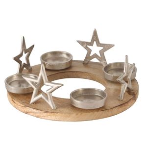 Portavelas de Reno plateado, soporte de candelita redondo de Metal para decoración navideña y navideña - Product Image 2