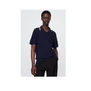 Camiseta azul marino de noche oscura de algodón con cuello Polo de secado rápido de alta calidad para hombre Polo de ajuste Regular personalizado - Product Image 1