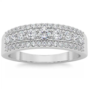Anillo de Eternidad de Oro Blanco con Diamantes, Corte Brillante Redondo, Engaste Pavé, Joyería Clásica de Boda para Mujer - Product Image 3