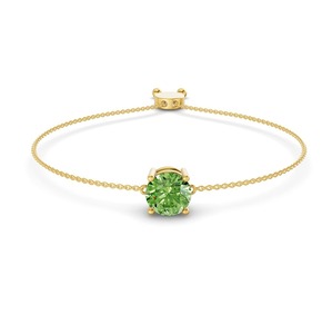 Lagoon Ocean Green Round Lab Grown Diamond Fashion Bracelet 0.75 Ct Tw VS Clarity 14K <b>Solid</b> <b>Gold</b> Coastal Fresh Hue Sparkle - Product Image 3