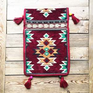 Sacoche Anatolian Oriental à motifs authentiques, sacoche Heybe, sac de selle ankara Rose Madder - Product Image 2