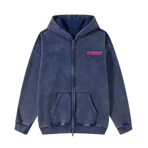 Sudadera con Capucha Unisex Personalizada, Corte Regular, Hombros Caídos, Estilo Vintage, Lavado Ácido, Cierre de Cremallera, Térmica, Gruesa, 100% Poliéster, Transpirable - Product Image 4