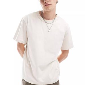 เสื้อยืดผ้าฝ้าย100% สำหรับผู้ชายน้ำหนักมาก240กรัมโอเวอร์ไซส์ผ้าถักด้านหน้าสไตล์ทางการกราฟิกหนา - Product Image 5