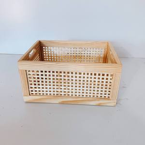 Hot Selling Natural Acacia Wood and Rattan Cane <b>Baskets</b> Minimalist <b>Rectangle</b> Kitchen <b>Storage</b> <b>Basket</b> for Organization - Product Image 6