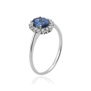 Más hermoso corte ovalado Azul zafiro piedra preciosa anillo de plata esterlina 925 circón brillante CZ anillo de boda de compromiso - Product Image 2