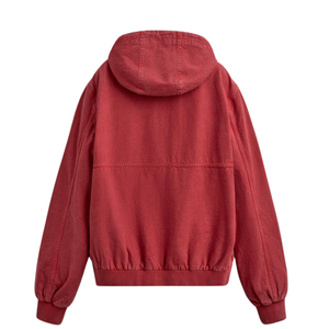 Sweat-shirt à capuche vintage rouge unisexe en coton molletonné, vêtement d'extérieur décontracté, style streetwear d'hiver, fermeture éclair intégrale, vente en gros - Product Image 2