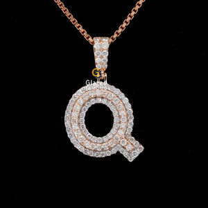 Adorable Q Initial Hip Hop Pendentif Brillant Taille VVS Clarté Moissanite Diamants Argent Sterling 925 Style Glacé - Product Image 5