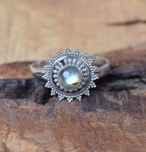 Anillo giratorio de plata de labradorita de Plata de Ley 925, anillo de plata de labradorita hecho a mano, joyería para mujer con estampado 925 - Product Image 2