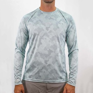 Équipage respirant, sonnerie Fitness T-shirts pour hommes Polyester Spandex Performance à manches longues UPF 50 + Protection solaire T-shirts de pêche - Product Image 4