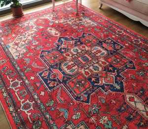 Alfombra Turca Vintage con Patrón Oriental Rojo, Antideslizante y Lavable, Estilo Bohemio para Sala de Estar y Dormitorio - Product Image 5