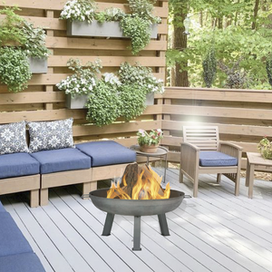 Cast Iron Modern Fire Pit Bowl with Stand Outdoor Patio <b>Heater</b> for Garden Use BBQ Grill Outdoor Heating Fire Bowl - Product Image 5