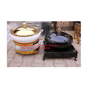 ที่อุ่นอาหารจานร้อนทำจากทองเหลืองสไตล์โบราณบุฟเฟต์สีทองพร้อมขาตั้งสำหรับจัดเลี้ยงในโรงแรมและร้านอาหาร - Product Image 4