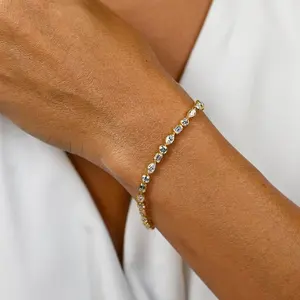 สร้อยข้อมือเทนนิส 6 ชิ้น ชุบทอง เงินแท้ 925 ประดับเพชรโมอิสซาไนต์ทรงมาร์ควิส สำหรับงานแต่งงานและงานหมั้น - Product Image 3