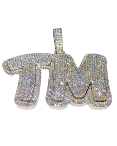 Colgante de Moissanita con Letra TM, Estilo Hip Hop, Chapado en Oro sobre Plata de Ley, con Diamantes Simulados - Product Image 2