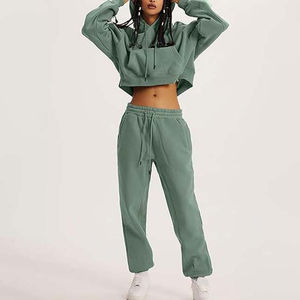 Sweat à capuche et pantalon de jogging avec logo personnalisé imprimé solide pour femmes 100% coton vêtements de sport grande taille à séchage rapide - Product Image 1