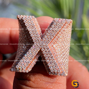 แหวนฮิปฮอปทำจาก10kt โรสโกลด์ประดับเพชรโมอิสใสแบบสั่งทำมาใหม่มีสไตล์ - Product Image 1