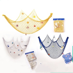 2*4 <span class=keywords><strong>Filet</strong></span> de pêche nautique Fête Style méditerranéen Photo Graphique Décoration murale Table Maison Chambre Halloween Figurine Ornement Résille - Product Image 1