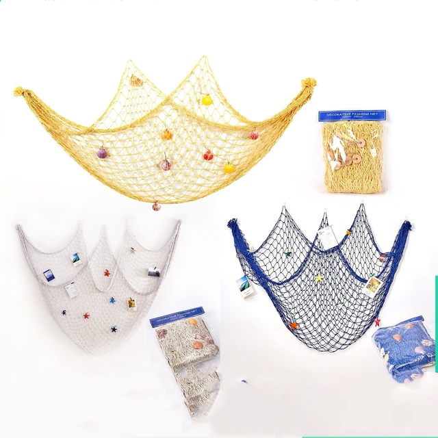 2*4 Nautical Fishing Net Party Mediterranean Style Photo Graphing Wall Decor Table Home Room Halloween Figurine Ornament Fishnet