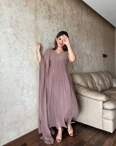 Premium Quality Heavy Faux Georgette Embroidery Sequins Work Reversible Loose Fit Women Gown Wedding Parties Indian Pakistani - Product Image 3