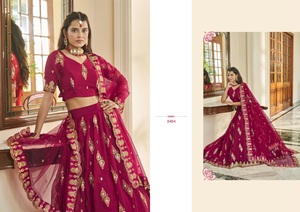 Dhwaja Export Designer Premium Organza Zari Thread Sequins Embroidery Work Georgette Heavy Wedding Lehenga Choli Style Indien - Product Image 5