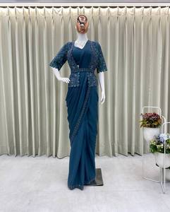 Elegante Sari de Georgette con Lentejuelas y Koti, Blusa Completamente Cosida, Conjunto de Sari para Fiestas, Hecho en India - Product Image 1