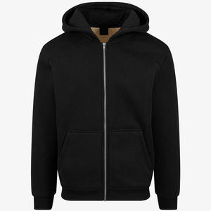 Vente en gros, sweat à capuche zippé à manches longues 100% coton pour hommes, vêtements de rue et décontractés, pull, broderie de logo personnalisé - Product Image 5