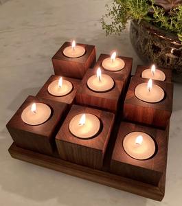 Porte-bougie en bois poli à la main, fourni directement par l'usine, pour une décoration minimaliste de la maison, disponible au prix d'usine - Product Image 2