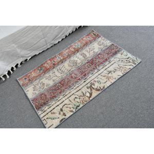 Tapis en Laine Turque Vintage Rouge Beige Patchwork Design 220X330 ft Technique de Tissage Plat pour Décorations de Salon Latex PP - Product Image 2