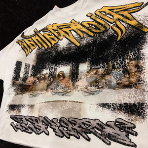 เสื้อยืดผ้าฝ้ายโอเวอร์ไซส์ลายกราฟิกแนวสตรีทเสจสไตล์วินเทจสำหรับผู้ชายผู้หญิงเสื้อยืดคอกลมทรงหลวมแนวสตรีทผ้าถักแบบลำลอง - Product Image 3