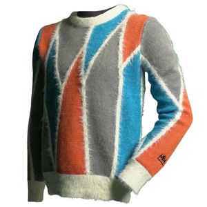 Pull en tricot à motif géométrique pour homme, manches longues, col rond, doux, pull d'hiver décontracté, streetwear unisexe, haut - Product Image 3