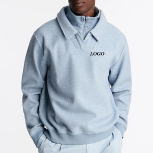 Sudadera de Alta Calidad con Cuello Camisero, Material Transpirable, Manga Larga, con Logotipo Personalizado, Estilo Urbano para Hombre, Color Sólido - Product Image 1