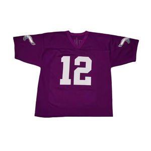 Ventes en gros d'usine Maillots de football américain pour hommes Patch brodé personnalisé à manches courtes Meilleurs chemises - Product Image 5