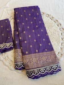 Mujer moderna diseñador Banarasi seda púrpura sari con blusa étnica cómoda y elegante boda clásica fiesta desgaste para mujer - Product Image 3