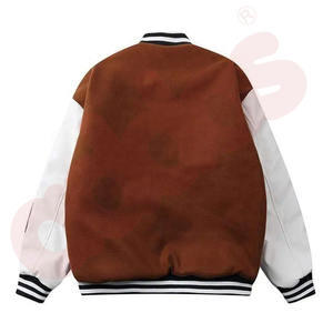 OEM personalizado bordado de la cadena 2 bolsillos laterales Letterman Varsity bomber chaqueta para los hombres - Product Image 5
