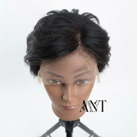 Perruque courte bob 13x4 Lace Frontal en cheveux humains, coupe pixie, ondulations naturelles pour femmes noires, respirante, pour usage quotidien