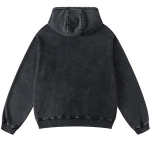Ropa de calle personalizada, Sudadera con capucha desgastada lavada con piedra ácida de gran tamaño, sudaderas con capucha lavadas con ácido desteñidas al sol para hombres, mezcla de algodón - Product Image 2